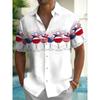 Mens Short Sleeve Casual Shirt Vintage Hawaiian Print Loose Fit Streetwear