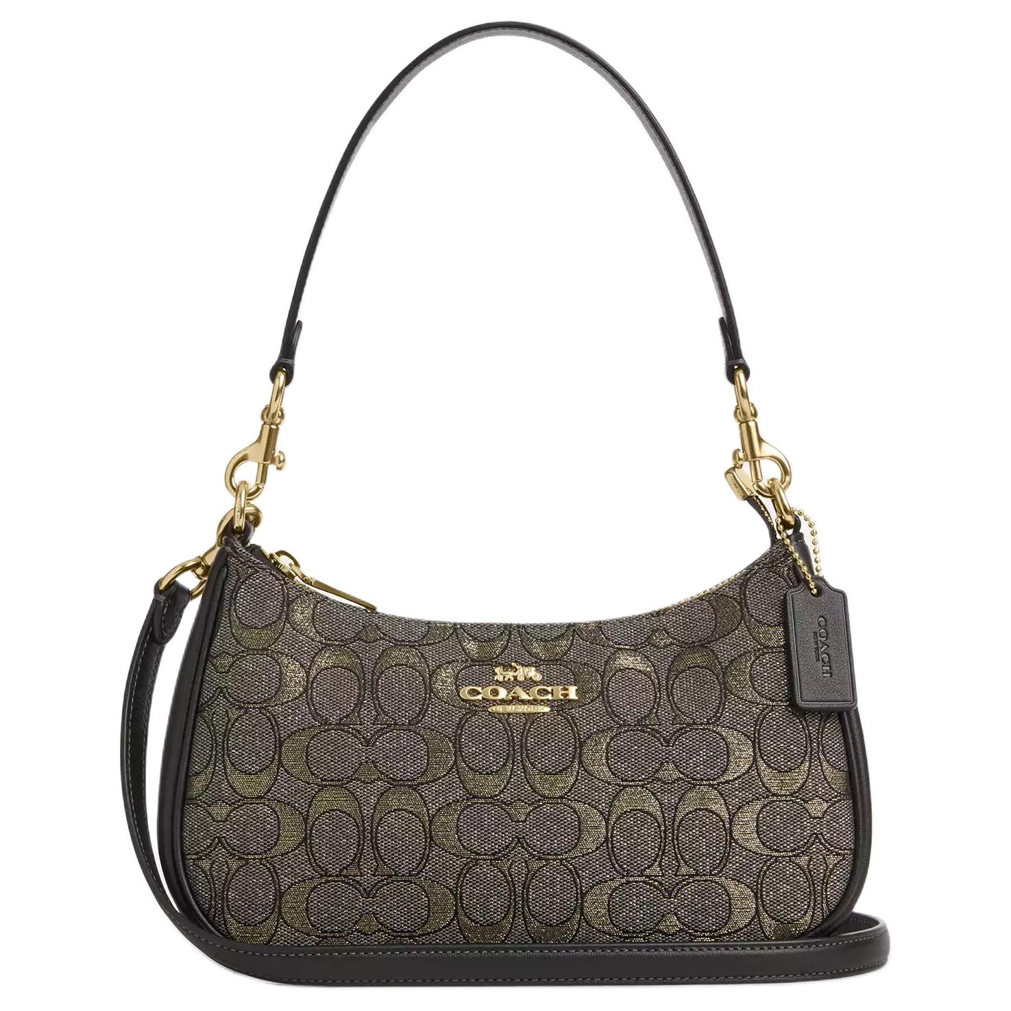 

Coach Teri 24 Brand Print Gold Logo Metallic Jacquard Crossbody Shoulder Bag Medium Women Bags Charcoal CCZ02-IMYF5 Basic Set (Bag+Dust Bag)