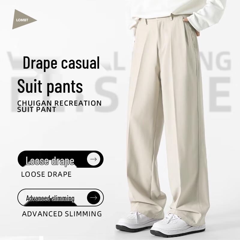 LOMBT Pantalon de ville décontracté à jambe droite pour homme LF02