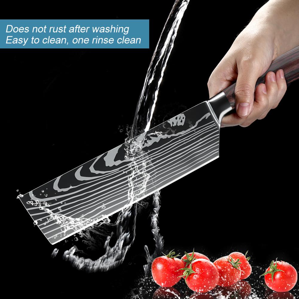 7 inch Santoku Chef knife Stainless Steel Kitchen Knife Multifunction Ultra Sharp Cleaver Imitate Damascus Pattern Cooking Tool