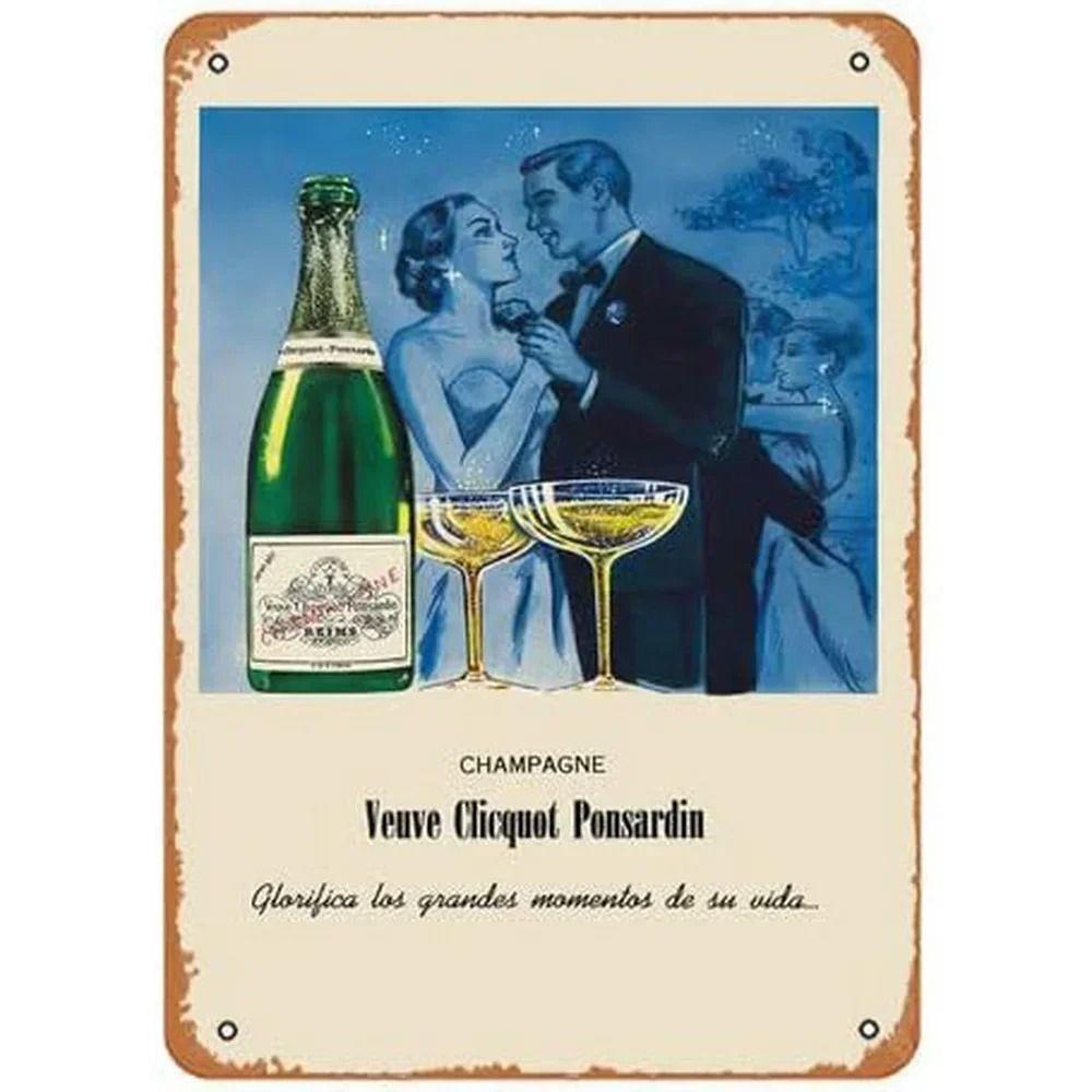 Segno in Latta Metallico Retrò Champagne Francese Decorazione Murale