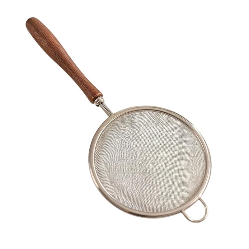 Holzgriff 304 Edelstahl Kleines Sieb Perfekt zum Filtern von Milch Säften Und Tee Mit Feinem Netz