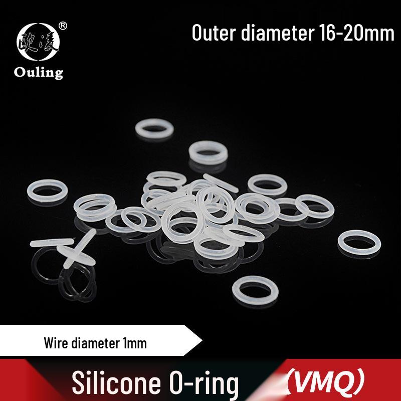 White Waterproof Silicone O-ring, 16/17/18/19/20mm OD x 1mm Wire, Temperature Resistant and Elastic OD 16mm (10pcs) White Silicone O-ring