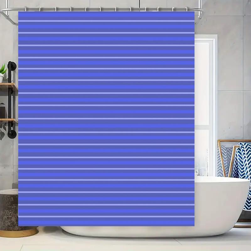 

Blue Striped Shower Curtain Set Water Resistant Bathroom Decor For Home Decoration W60H190(CM)-1 Pcs