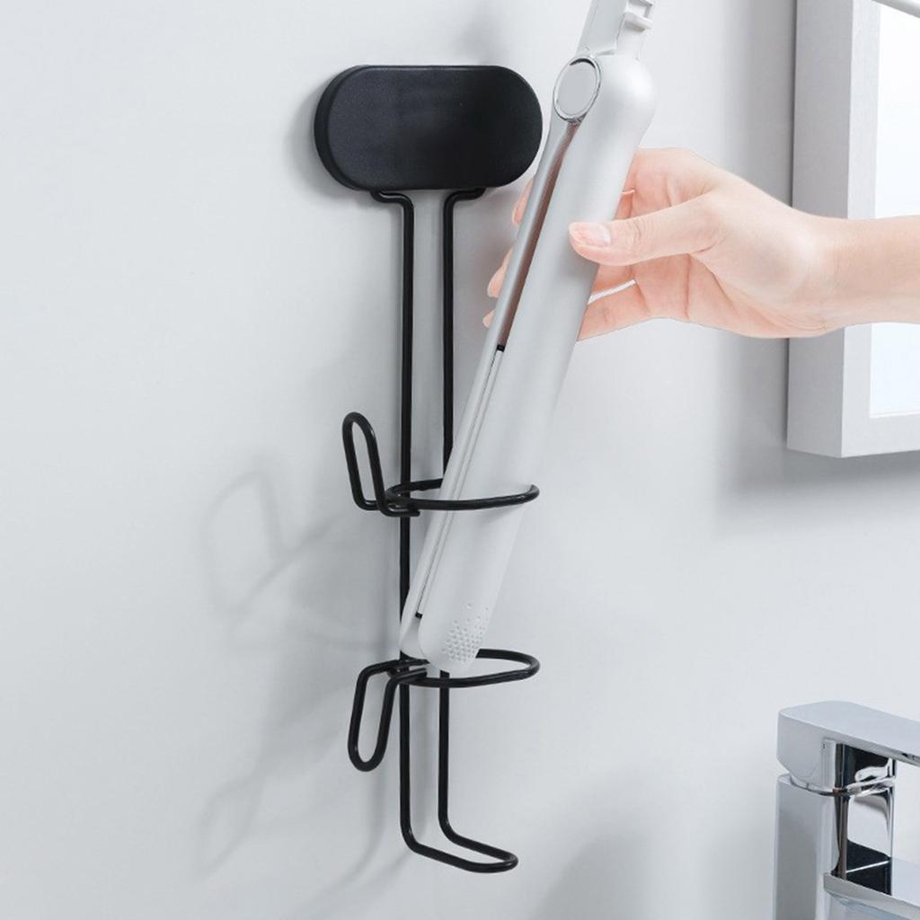 Wall Mounted Hair Curling Iron Holder Convenient Self Adhesive Hair Tool Organizers Storage Rack for Modern Bathrooms