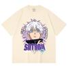 230 Gsm 100% Cotton Jujutsu Kaisen V27 Gojo Print Unisex Heavy Cotton T Shirt