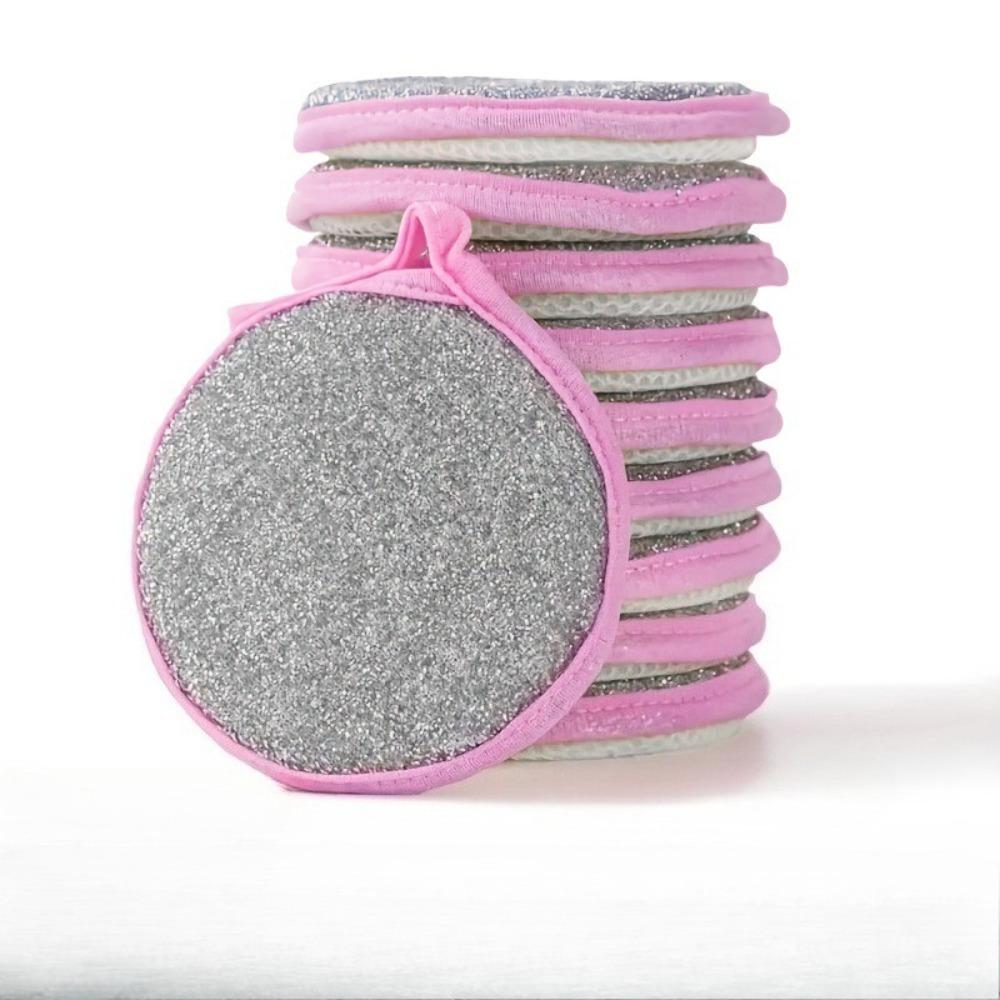 

10 шт. Двусторонняя губка для мытья посуды Щетка для мытья посуды Сковорода Кастрюля Губки для мытья посуды Бытовая уборка Кухонные инструменты розовый