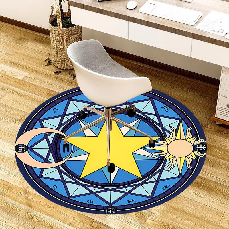 1pc Astrological Seal Round carpet, Made of Polyester,Perfect for Decorating Office Chairs, Living Rooms fplt099
