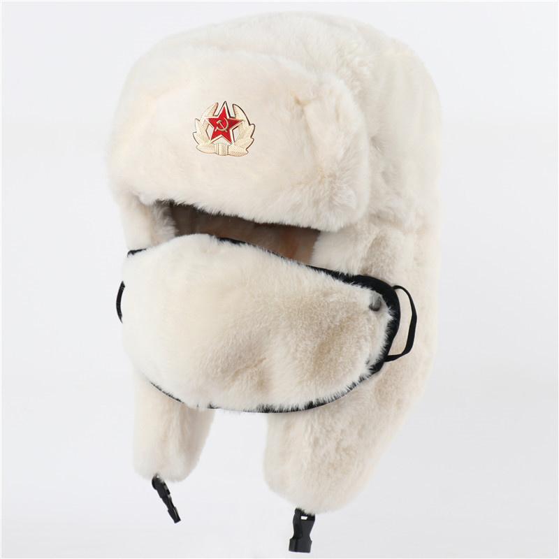 Russian Soviet Military Cap Trapper Hat Ushanka Russian Fur Hat Thick Warm Plush Earflap for Skiing Hunting