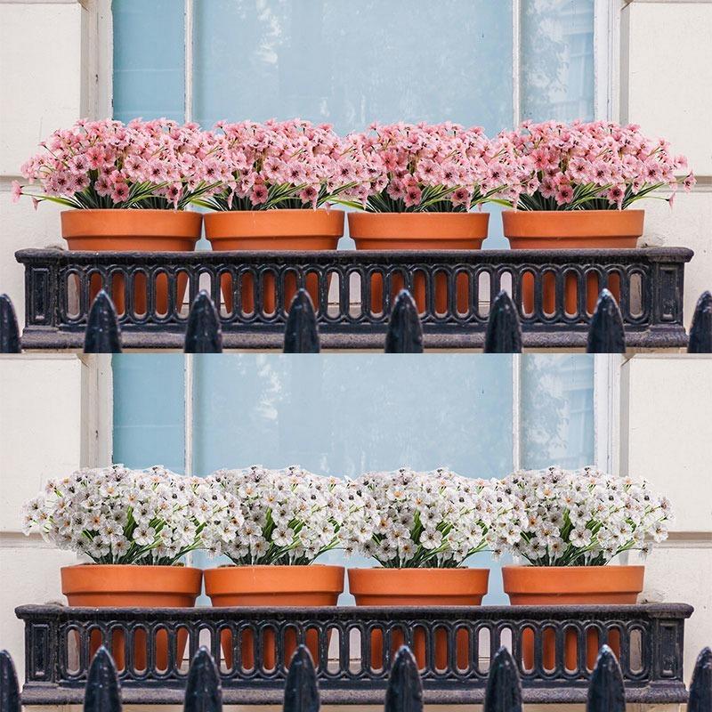 1/3 Bundle Outdoor Artificial Flowers No Fade Fake Violet Flowers for Home Outdoor Garden Patio Window Wedding Decoration