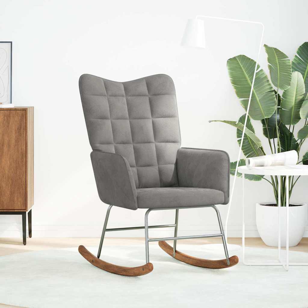 Rocking Chair Light Grey Velvet