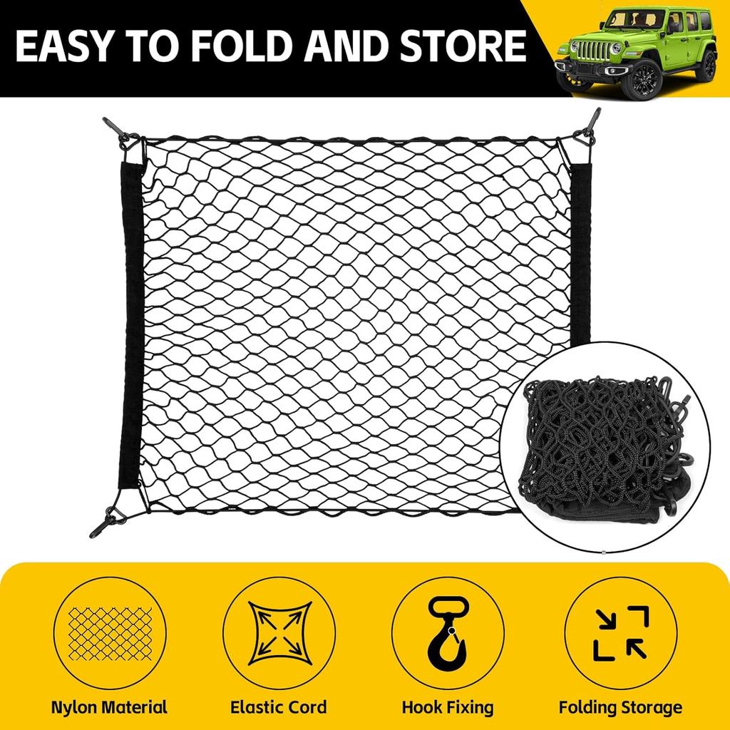 Trunk Cargo Net For -2025 Jeep Wrangler JL 4XE 4 Door Trunk Organizer Net Anti-Slip Rear Mesh Cargo Netting For 19-25 Wrangler JL JLU 4XE SUV