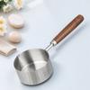 Cazo Contenedor para Freír Aceite Acero Inoxidable Mango de Madera Compacto Pequeño Cazo Olla de Cocina Reutilizable Pico Vertedor