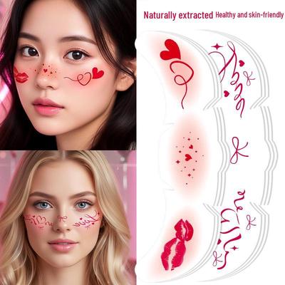 3D Valentine's Day Long-lasting Waterproof Blush Tattoo Face Stickers