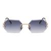 9205 Octagon Frameless Trimmed Sunglasses Women'S Street Shooting Trendy Sunglasses