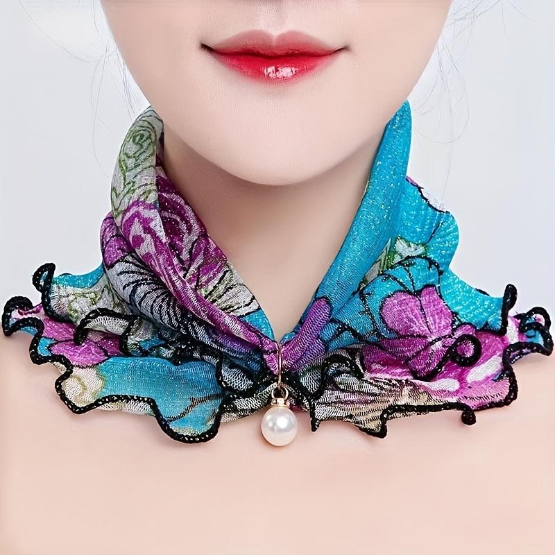 Lightweight Sun-Protective Scarf For Women Jacquard Floral Patterns And Abstract Design Made Of Light Breathable Mesh Fabric