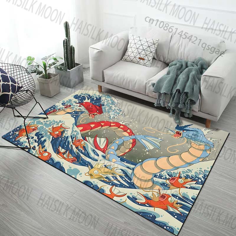 Japan Pokémon Gyarados Print Carpet for Living Room Bedroom Kid's Room Home Decor Area Rug Sofa Cloakroom Play Mat for Gifts