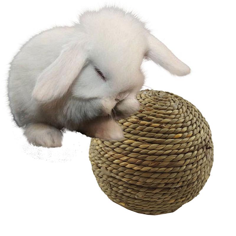 6/10cm Kauspielzeug Geflochtener Ball Meerschweinchen Kaninchen Hamster Kleintier Spiel Haustier Interaktives Kauspielzeug Natürlicher Grasball Lustige Haustierspielzeuge