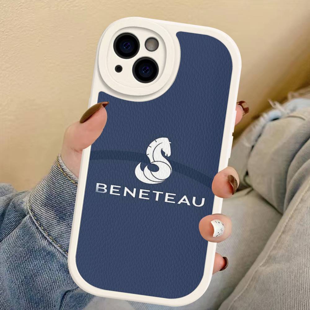 B-BENETEAU Logo Phone Case For IPhone 16 15 14 11 12 13 Pro Max Plus Back Leather Shell