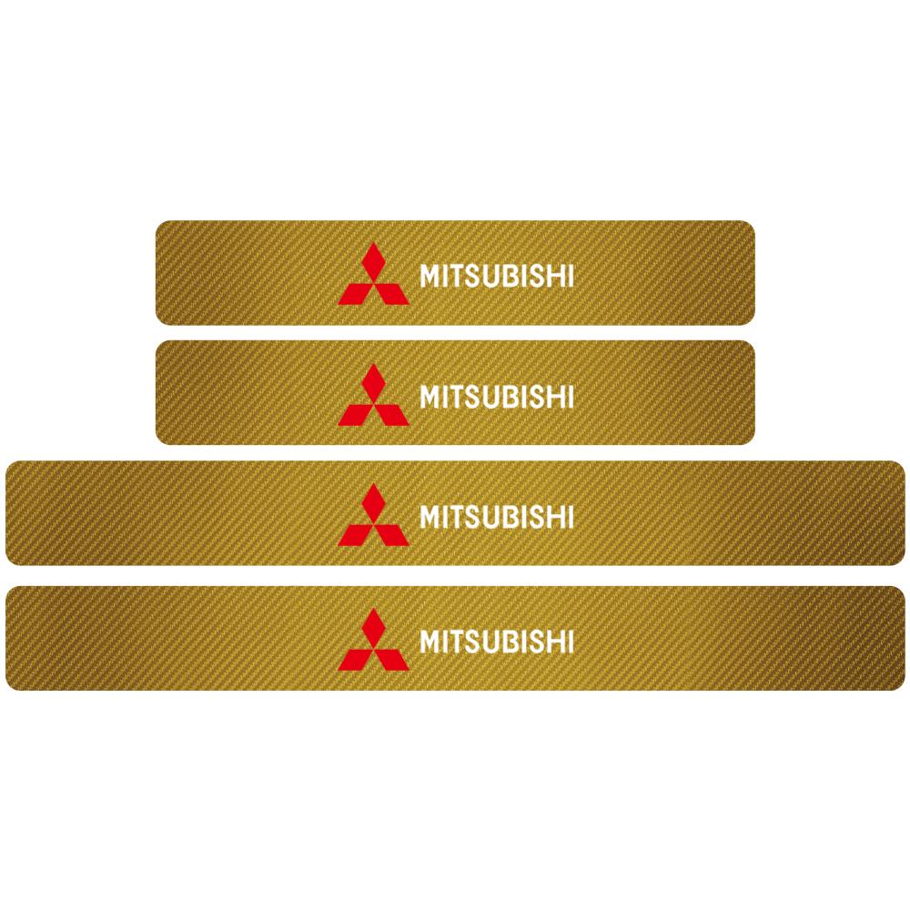 4PCS Car Door Sill Pedal Carbon Fiber Protective Sticker Anti-scratch And Waterproof For Mitsubishi Ralliart Lancer EX Outlander