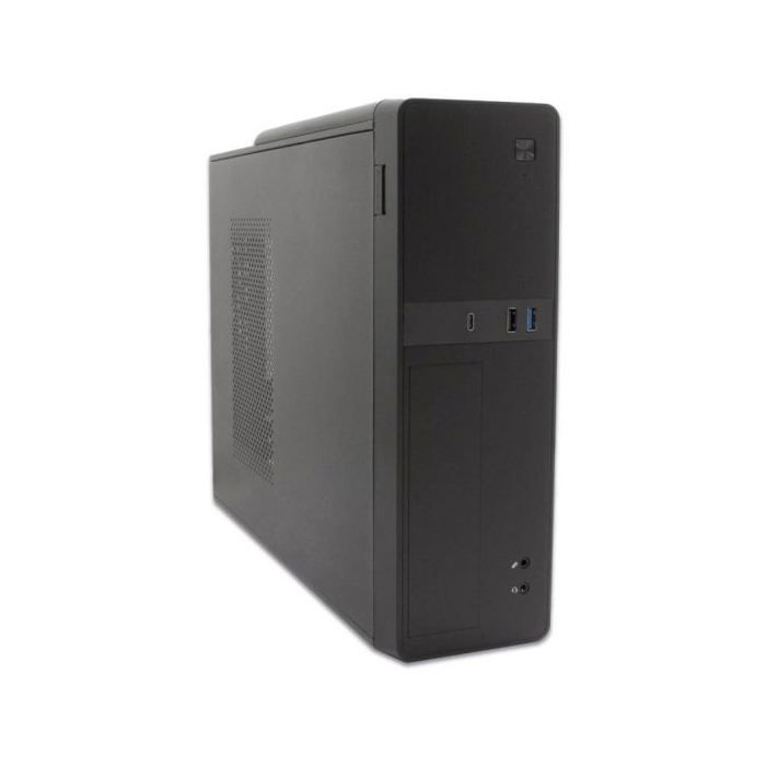 CoolBox T310 - Micro ATX Slim PC Case with BASIC500-GRS PSU. USB-C, USB 3.0 and Front SD Card Reader, Support for
