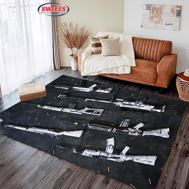 

3D Ковер Пистолет Автомат Револьвер для Гостиной Спальни Прихожей Длинная Полоса Противоскользящий Коврик Диван Дверной Коврик Домашний Декор Коврик 40x60cm (16x24in)