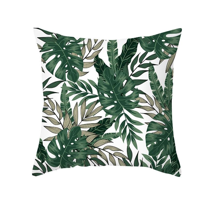 Peach Skin Printed Pillowcase Small Fresh Nordic Green Plant Sofa Cushion Cushion Cover Home Supplies