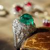 Gorgeous Elegant Green Synthetic Zircon Flower Ring Suitable For Women Parties Banquets Wedding Vintage Temperament Jewelry