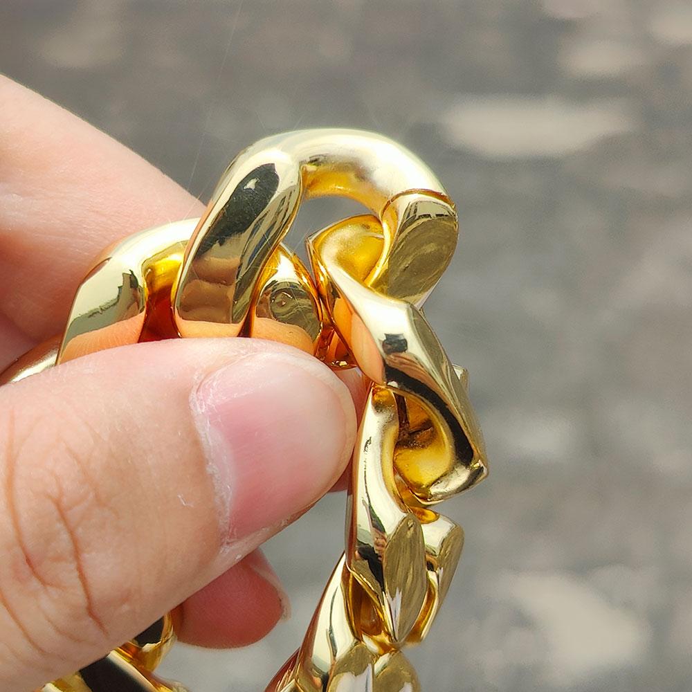 Men's 22mm Cuban Link Bracelet Hip Hop Heavy Brass Miami Cuban Link Chain Chunky Bracelet Jewelry for Boy Gift Drop Shipping