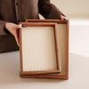 1Pc Bamboo Pattern Leather Tray, Acacia Wood Tray, Dressing Table Decoration Tray, Aromatherapy Ring Jewelry Tray