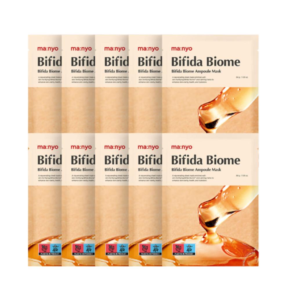

мама:nyo Ампульная маска для лица Biome с Бифида 10 шт. | Укрепление барьера и высококонцентрированная пробиотическая K-Beauty маска-патч