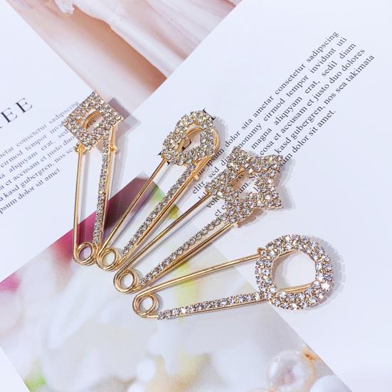 Safety Pin Brooch for Women Rhinestone Decorative Shawl Sweater Clip Alloy Safety Pins for Dress Shirt Cardigan