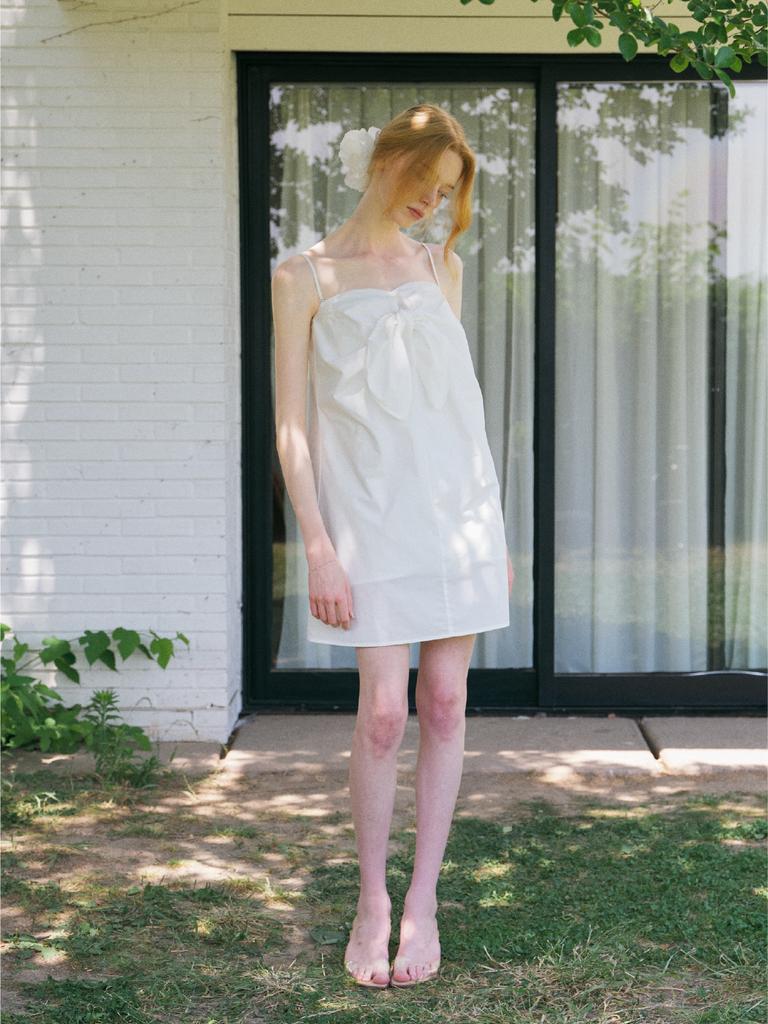 Antome Lucia Tie Shirring Dress (White)