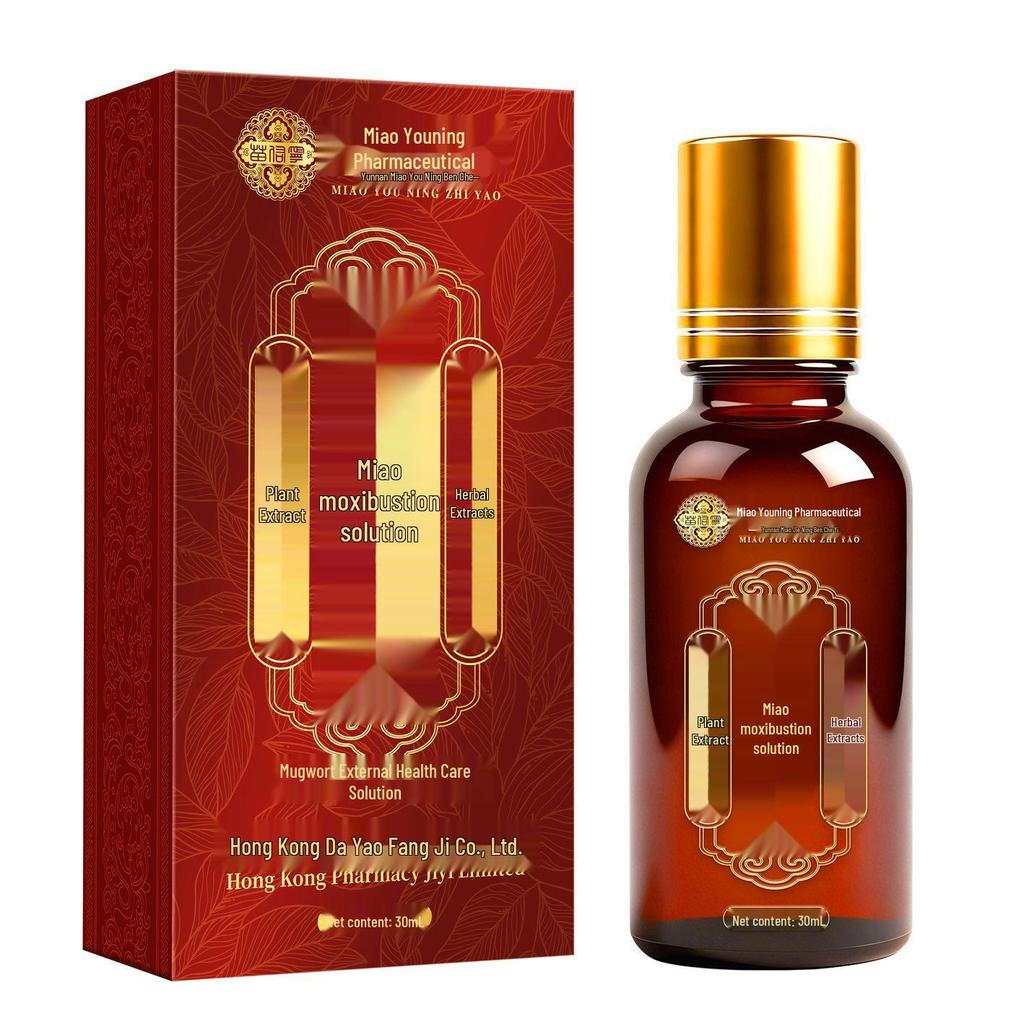Miao Moxibustion Joint Pain Relief: Herbal Massage Oil with Heating Roller for Knee, Leg, and Cold Legs.