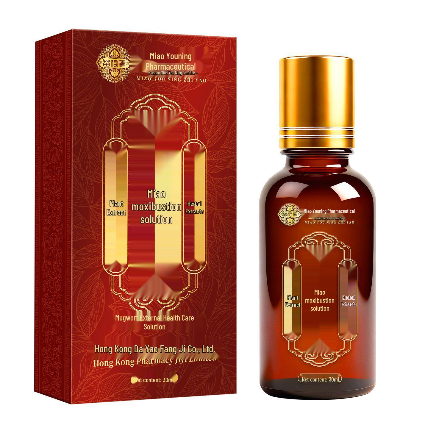 Miao Moxibustion Joint Pain Relief: Herbal Massage Oil with Heating Roller for Knee, Leg, and Cold Legs.