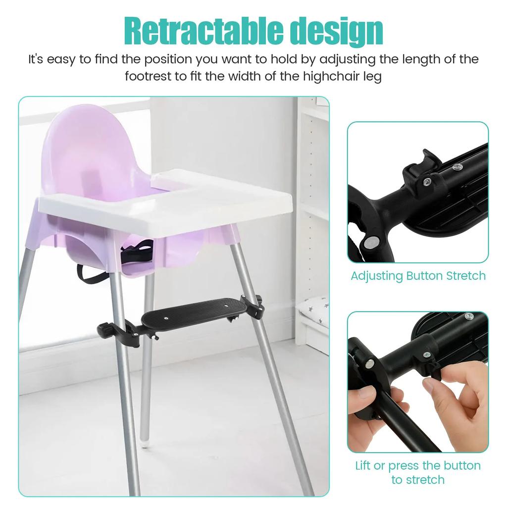 Baby Highchair Foot Rest Adjustable Chair Footrest Non-Slip Highchair Footboard Stool Pedal Infant Newborns Safety Accessories