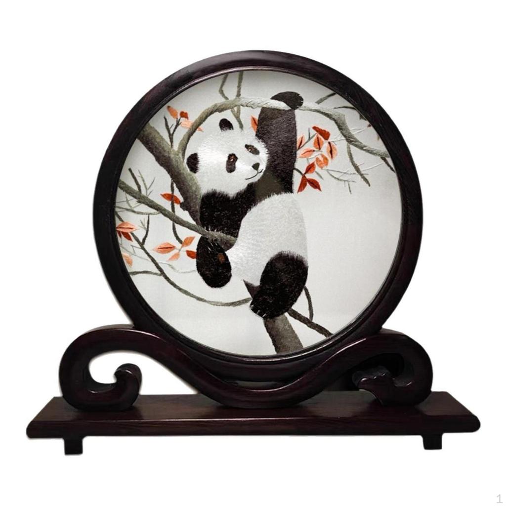 Chinese DoubleSided Panda Embroidery, Silk Screen Decoration, Desk Home Decor FragranceInCold