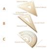 Vintage Brass Triangular Ruler Geometry Scale Ruler Math Semicircle Protractor Stationery Precision Measuring Tool
