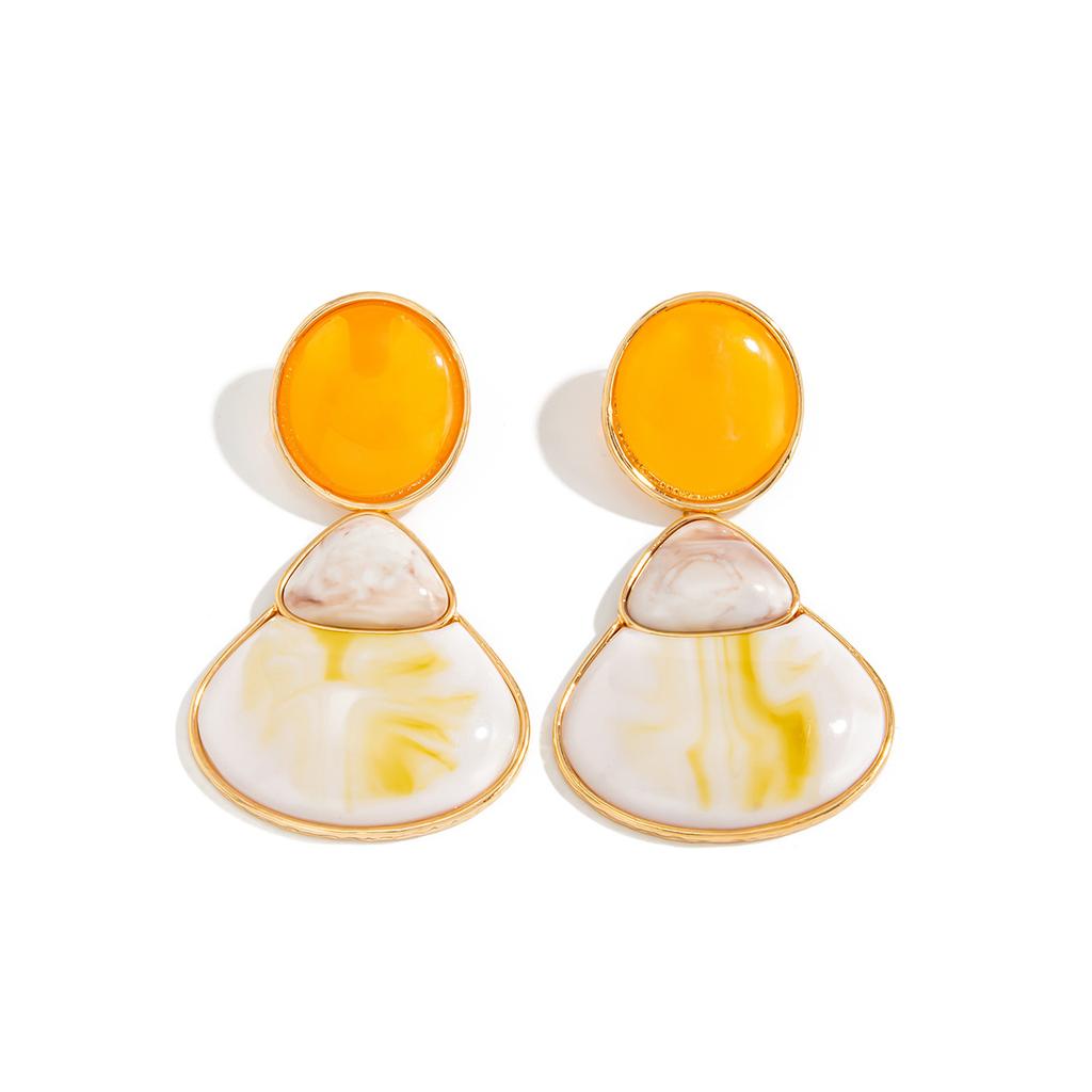 retro Multi-Color Inlaid Gemstone Pearl Pendant Stud Earrings Fashionable Three-Dimensional Flower Ear Jewelry