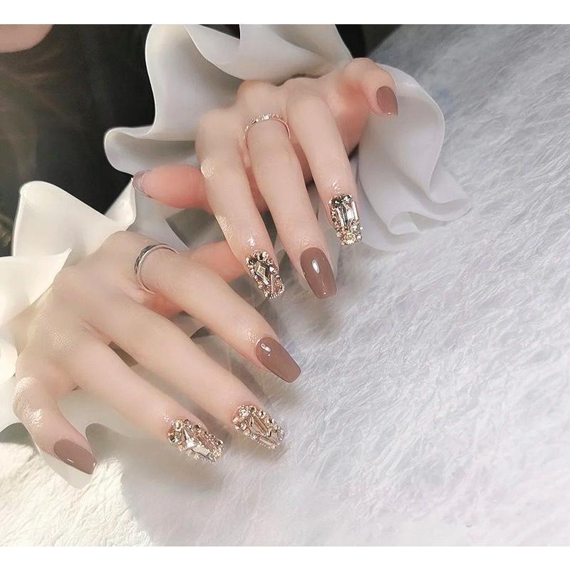 Champagne Color Nail Art Rhinestones: Mini Flat Back Irregular Water Diamonds, Super Shiny Nail Decorations Stickers