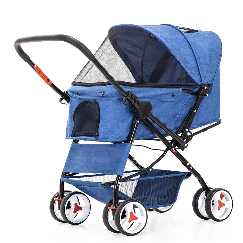 Foldable Pet Stroller for Dogs and Cats with One-Touch Folding Quick Setup and Dual-Direction Function