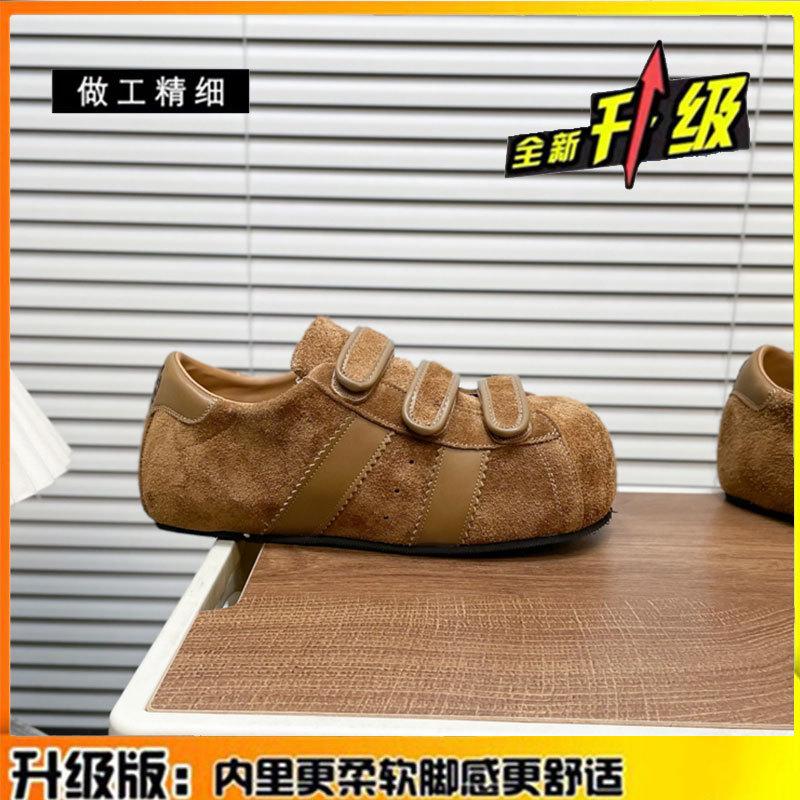 Leather Velcro Women's Shoes Red Dexun Shoes Women's 2025 Autumn New Student Bread Shoes Casual Board Shoes