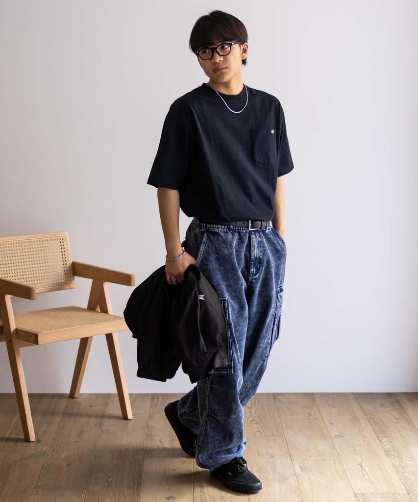 Dickies Men's Short Sleeve T-Shirt, 100% Cotton, Side Slit, Sumikuro (Size L)