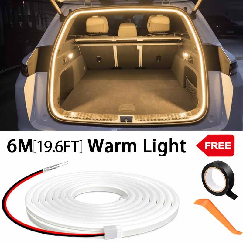 Car high brightness trunk lighting ambient light interior decoration LED wiring free automatic sensing tailgate light strip