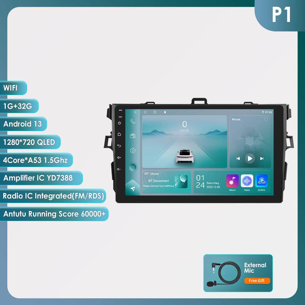 

OSSURET 8G 128G 2 Din Android Авто Магнитола Мультимедийный Плеер Для Toyota Corolla E140/150 2007 - 2011 Навигация GPS Головное Устройство Интеллектуальный Carplay P1 4Core 1G 32G