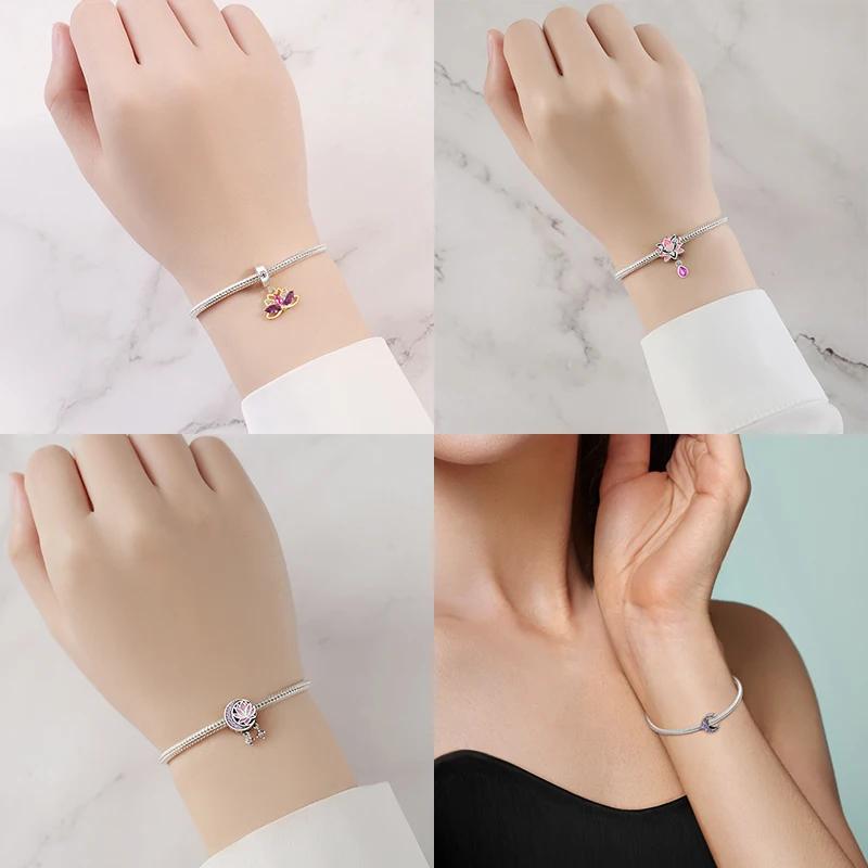 Original Copper Charms Lotus Flower Beads Fit Bracelet Necklace Accessories Women Jewelry Making Fine Jewelry Gift