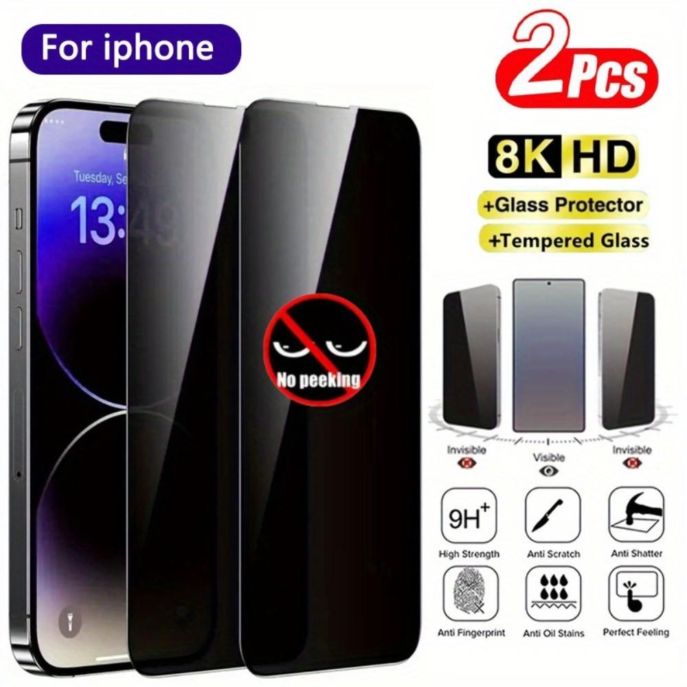 

2Pcs Full Coverage Privacy Screen Protector Protection for iPhone 11 12 13 14 15 16 17 Pro Max 17 Air 14 15 16 Plus 16e XR XS Glass iPhone 17 pro max чёрный