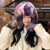 Real Fox Fur Ear Protection Hat Cute Hairball Cold Cycling Hat Warm and Fleece Knitted Wool Hat Basin Hat