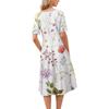 Women's Casual Fashion Round Neck Short Sleeve Floral Print Midi Dress