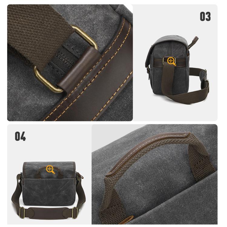 Waxed‑Canvas Shock‑Resistant Camera Messenger Bag, Water‑Resistant Crossbody Shoulder‑Bag With Adjustable Inner Dividers For DSLR Mirrorless Gear